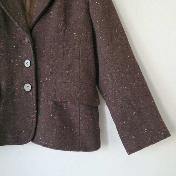 St. Johns Bay Brown Long Sleeve Waist Length Wool Blend Tweed Jacket Womens 12 - Picture 4 of 8